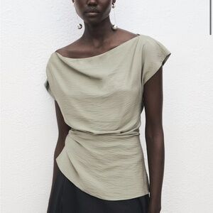 NWT Mango Sage Green Women's Blouse